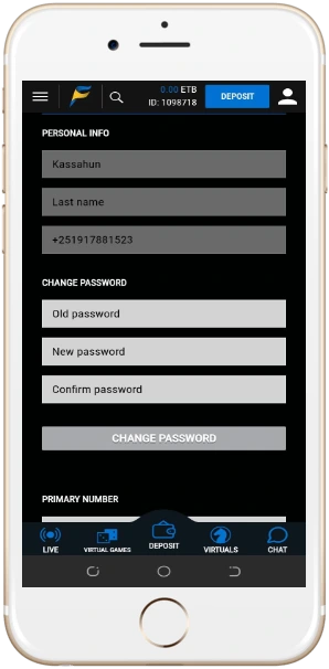 Flash Bet Ethiopia app on Android phone